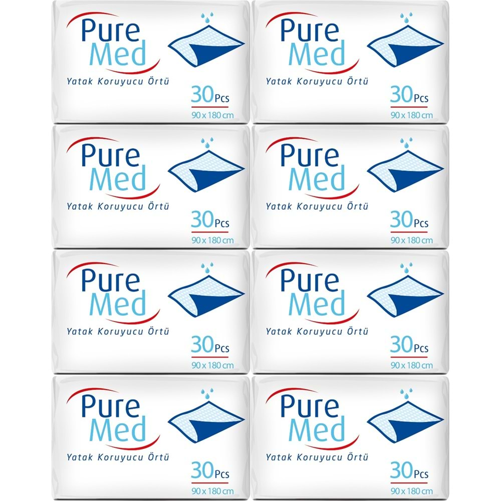 Puremed Hasta Yatak Koruyucu 90*180CM 240 Adet (8PK*30)