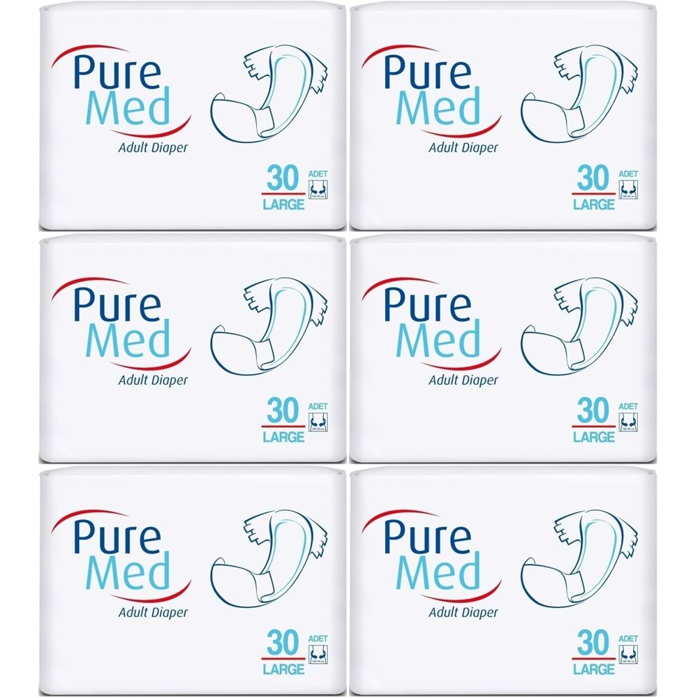 Puremed Hasta Bezi Bel Bantlı Tekstil Yüzey Large L-Büyük 180 Adet (6PK*30)