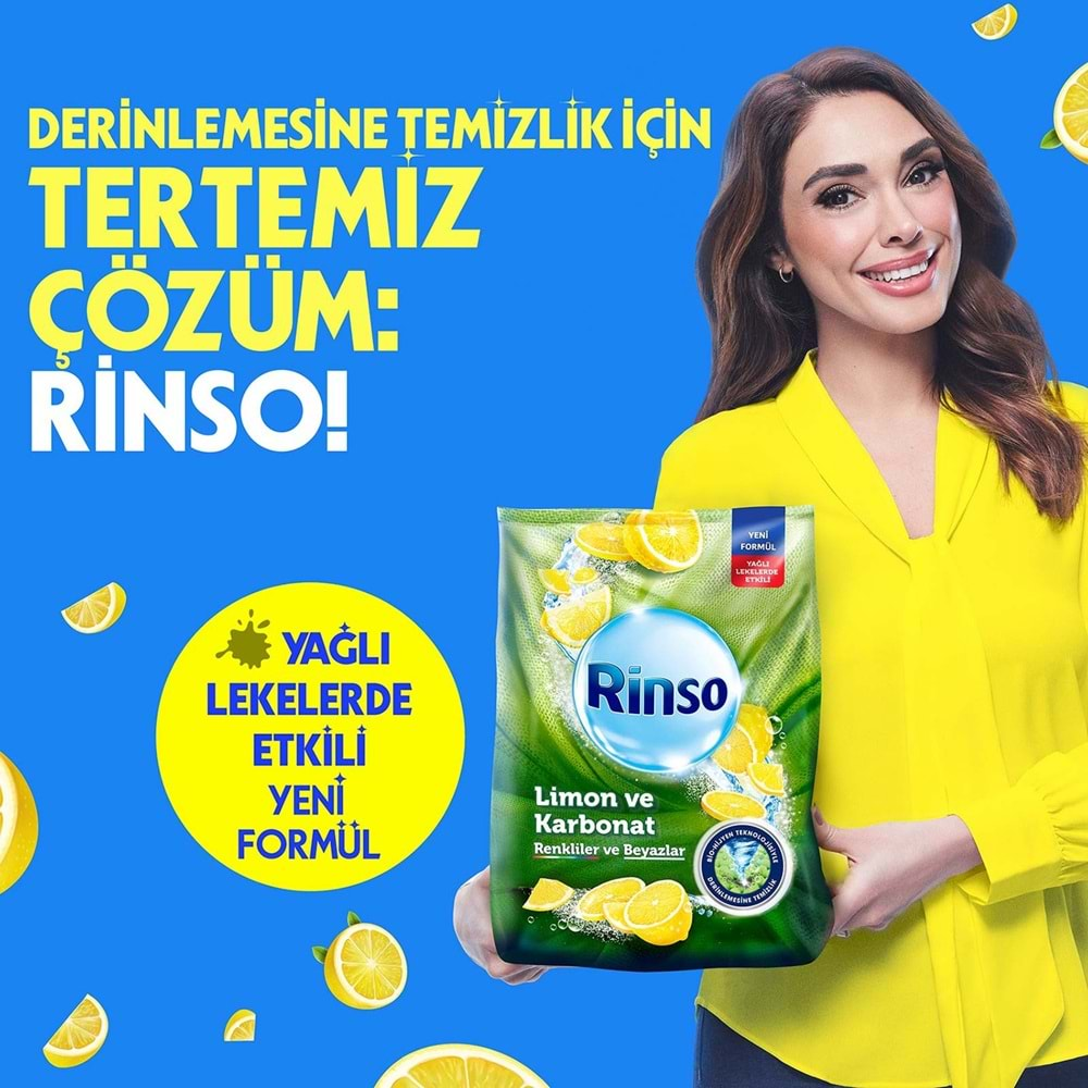 Rinso Matik Toz Deterjan 24KG Limon ve Karbonat / Renkliler ve Beyazlar İçin (3PK*8KG) (159 Yıkama)