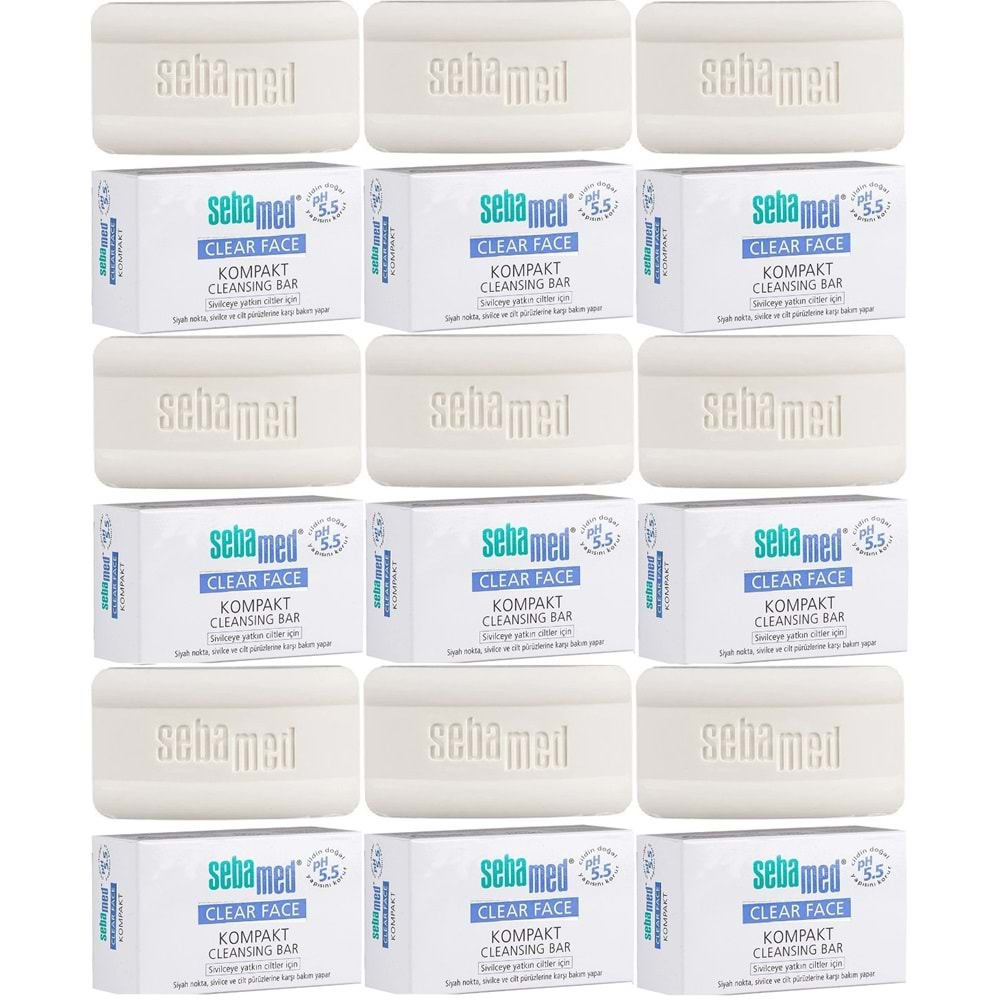 Sebamed Clear Face Kompakt Yüz Temizleme Barı Sabun Sivilceye Yatkın Cilt 100GR (9 Lu Set)