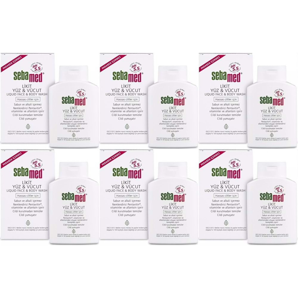 Sebamed Yüz ve Vücut Temizleyici Likit 200ML (6 Lı Set)