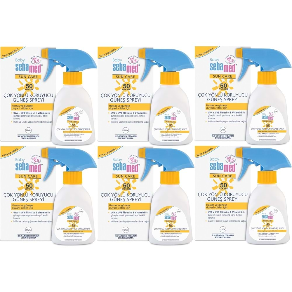 Sebamed Sun Care Bebek Güneş Losyonu Kremi Sprey 50+ Faktör 200ML (Hassas Ciltler İçin) (6 Lı Set)