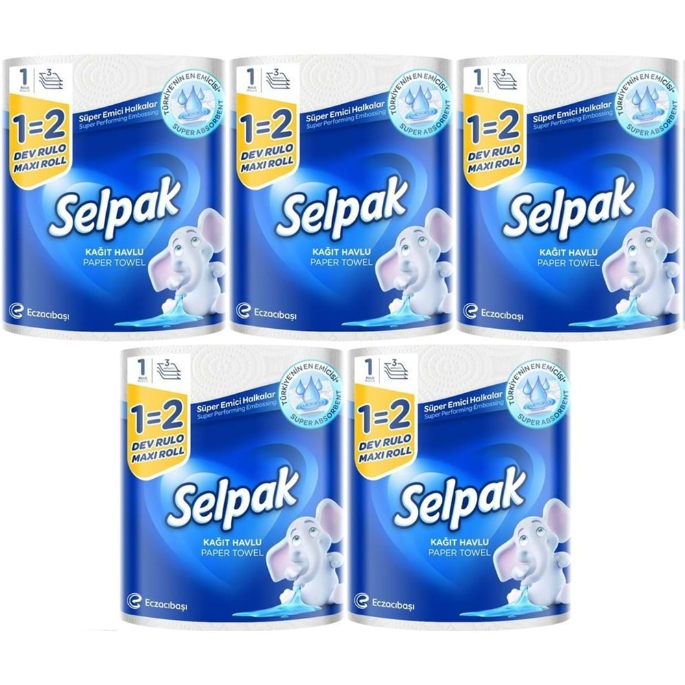 Selpak Kağıt Havlu (3 Katlı) Dev Rulo (5 Li Set)