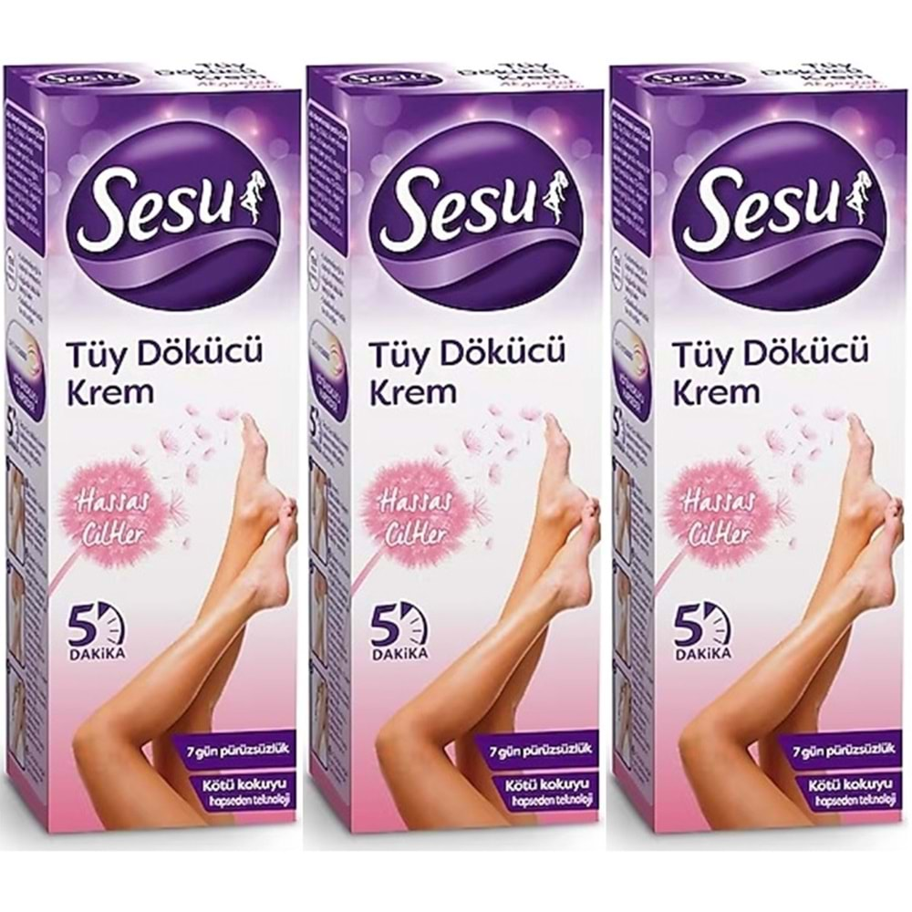 Sesu Tüy Dökücü Krem 40ML Hassas Ciltler (3 Lü Set)