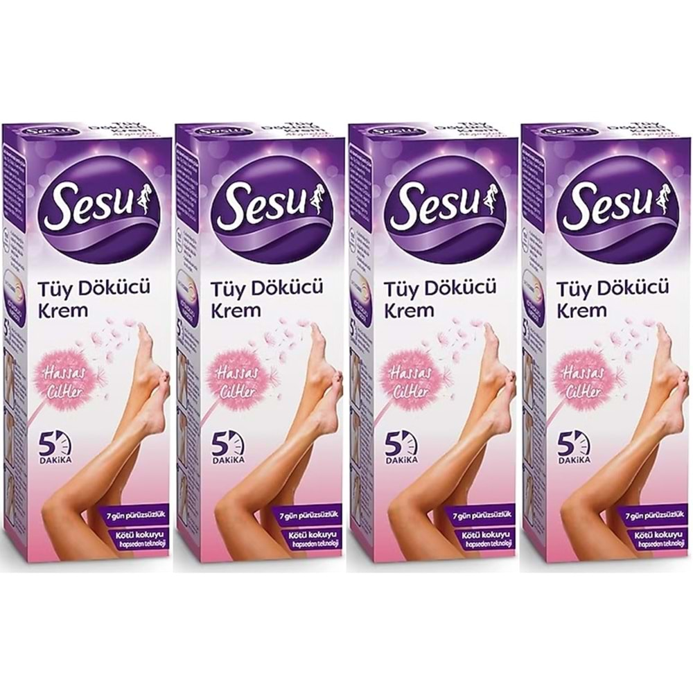 Sesu Tüy Dökücü Krem 40ML Hassas Ciltler (4 Lü Set)