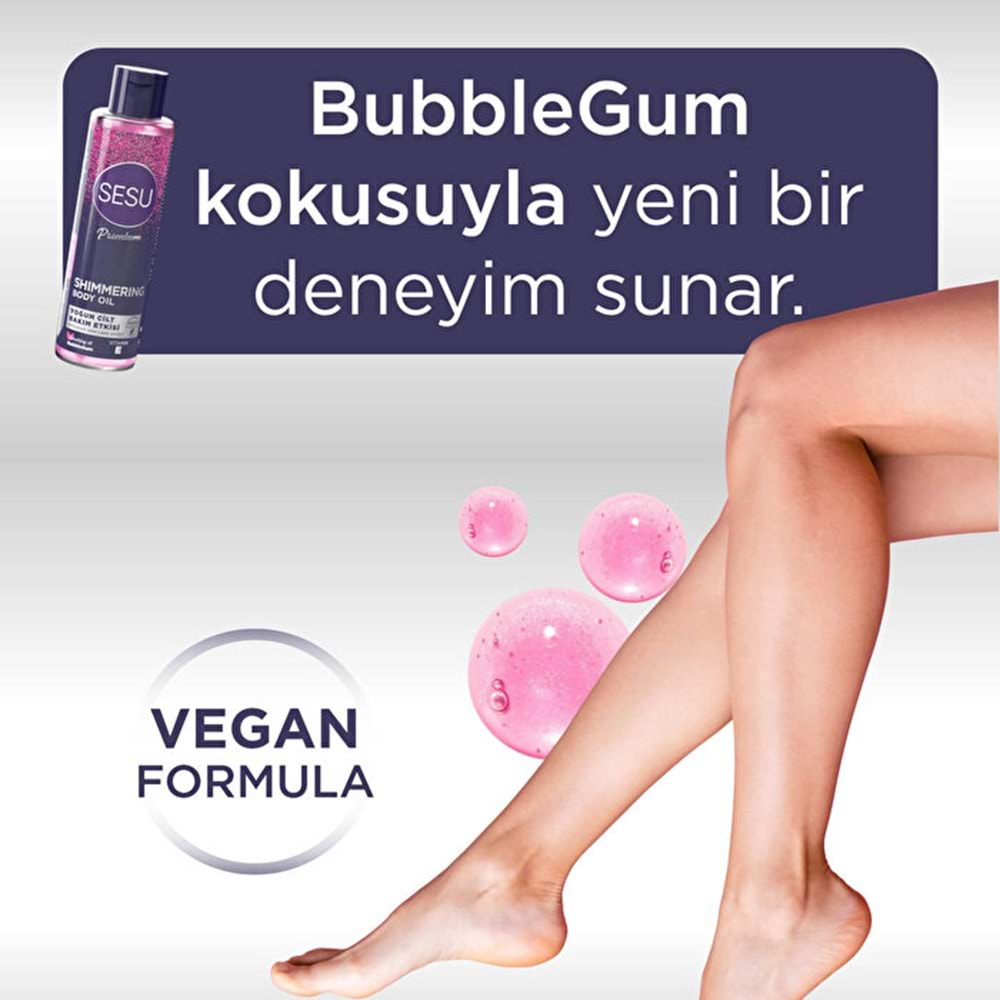 Sesu Simli Cilt Bakım Yağı 150ML (Shımmering Body Oıl) (3 Lü Set)