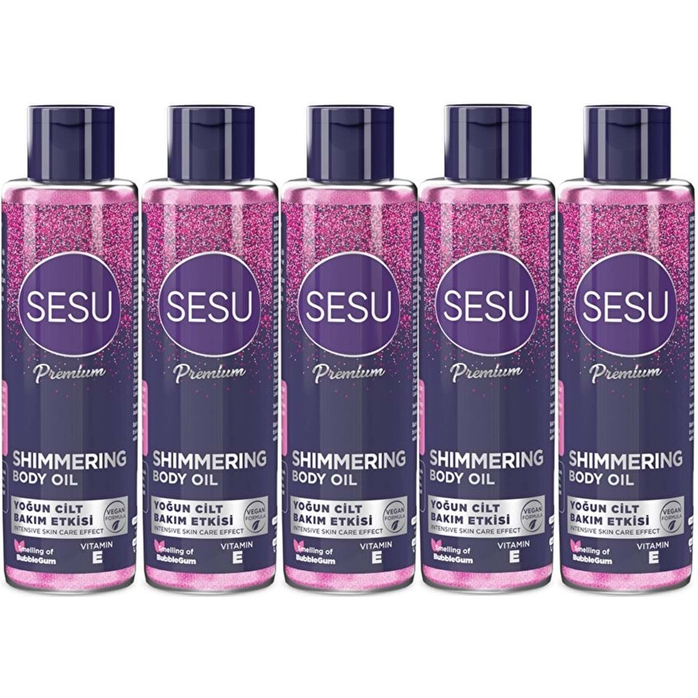 Sesu Simli Cilt Bakım Yağı 150ML (Shımmering Body Oıl) (5 Li Set)