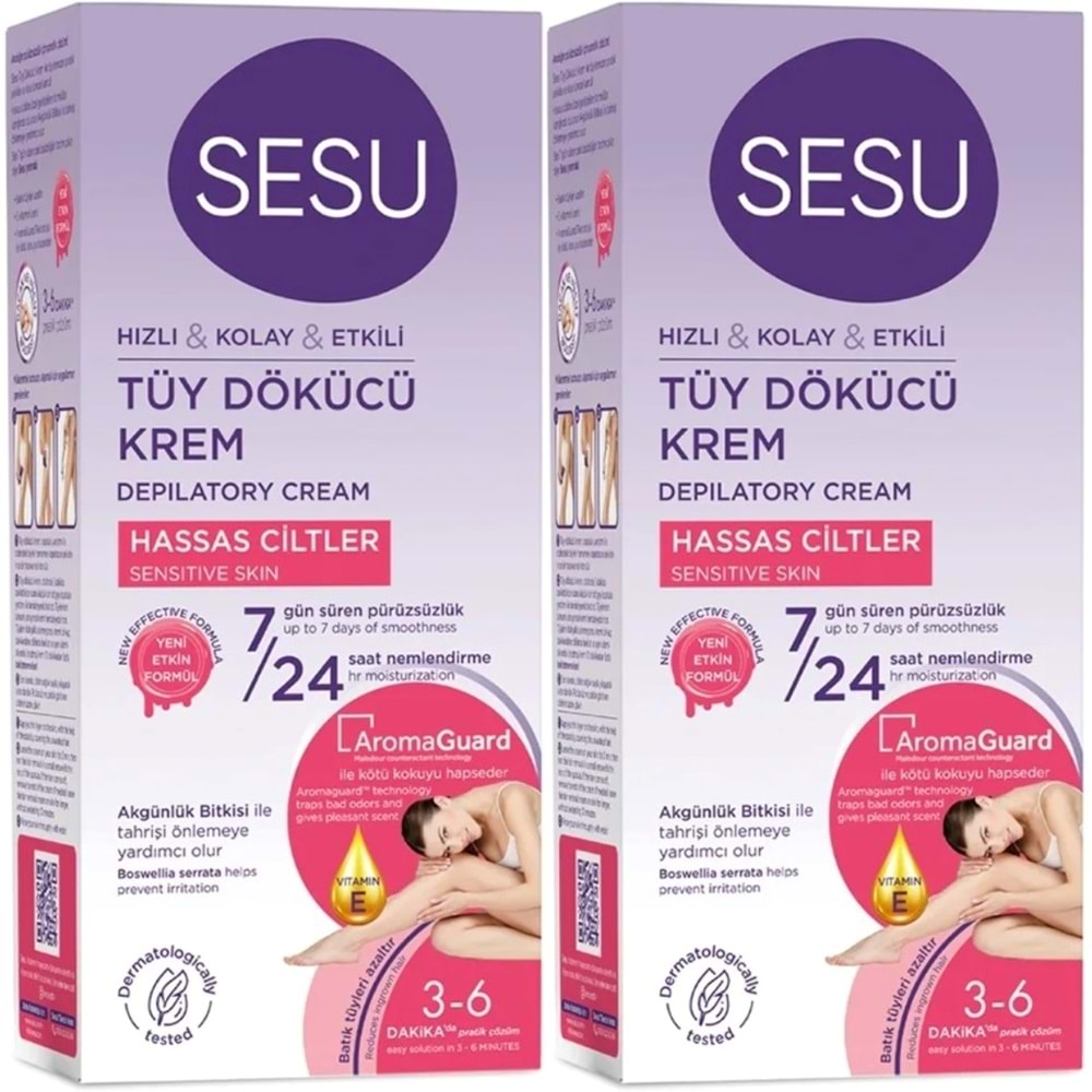 Sesu Tüy Dökücü Krem 40ML Hassas Ciltler/Sensitive (2 Li Set)