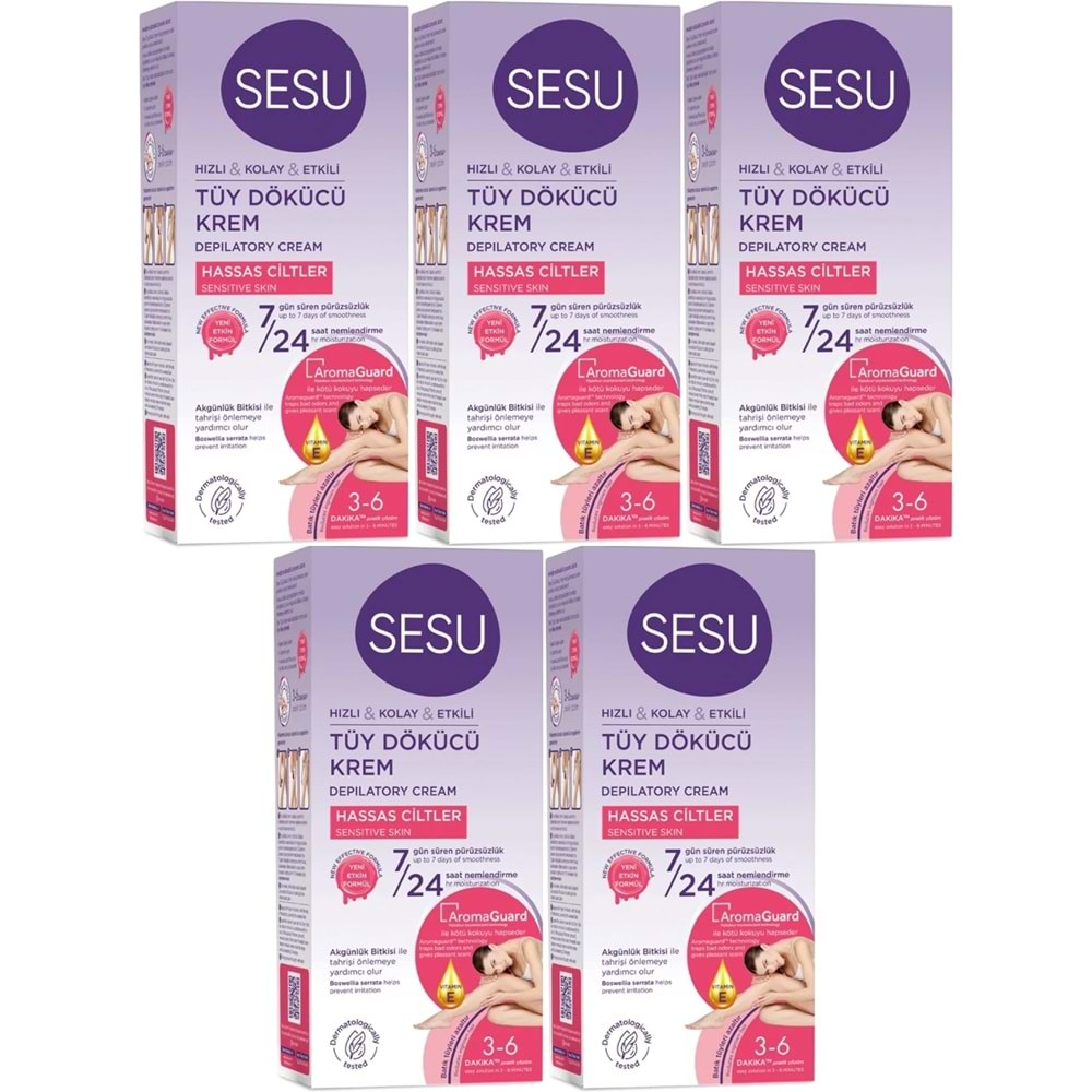 Sesu Tüy Dökücü Krem 40ML Hassas Ciltler/Sensitive (5 Li Set)