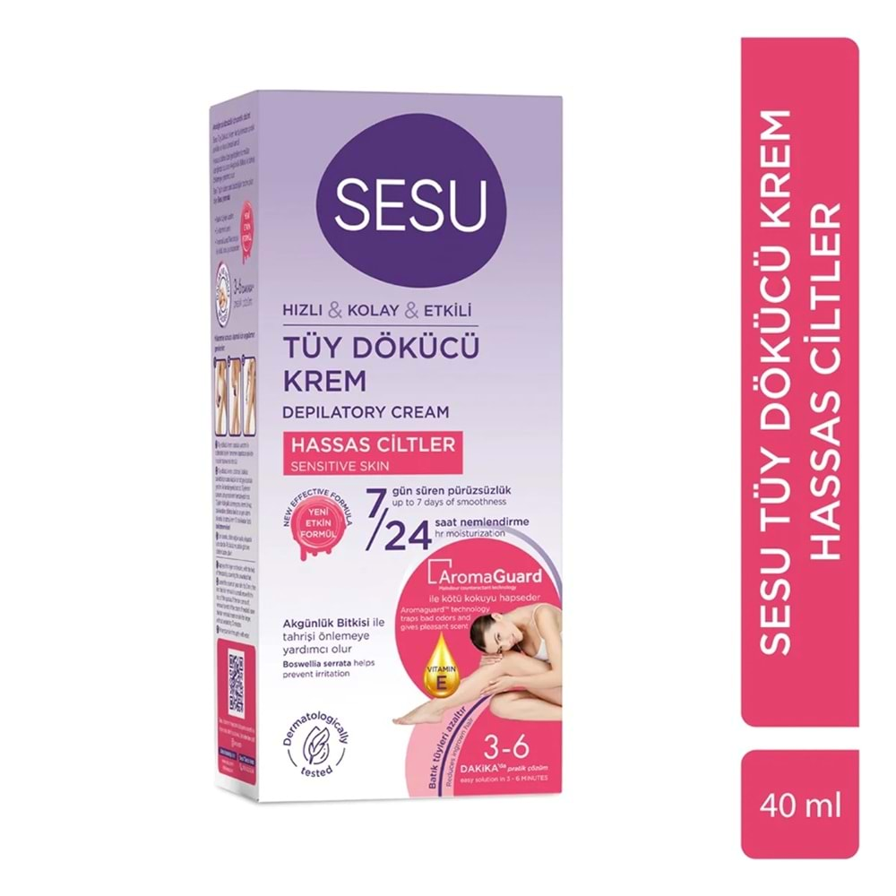 Sesu Tüy Dökücü Krem 40ML Hassas Ciltler/Sensitive (5 Li Set)