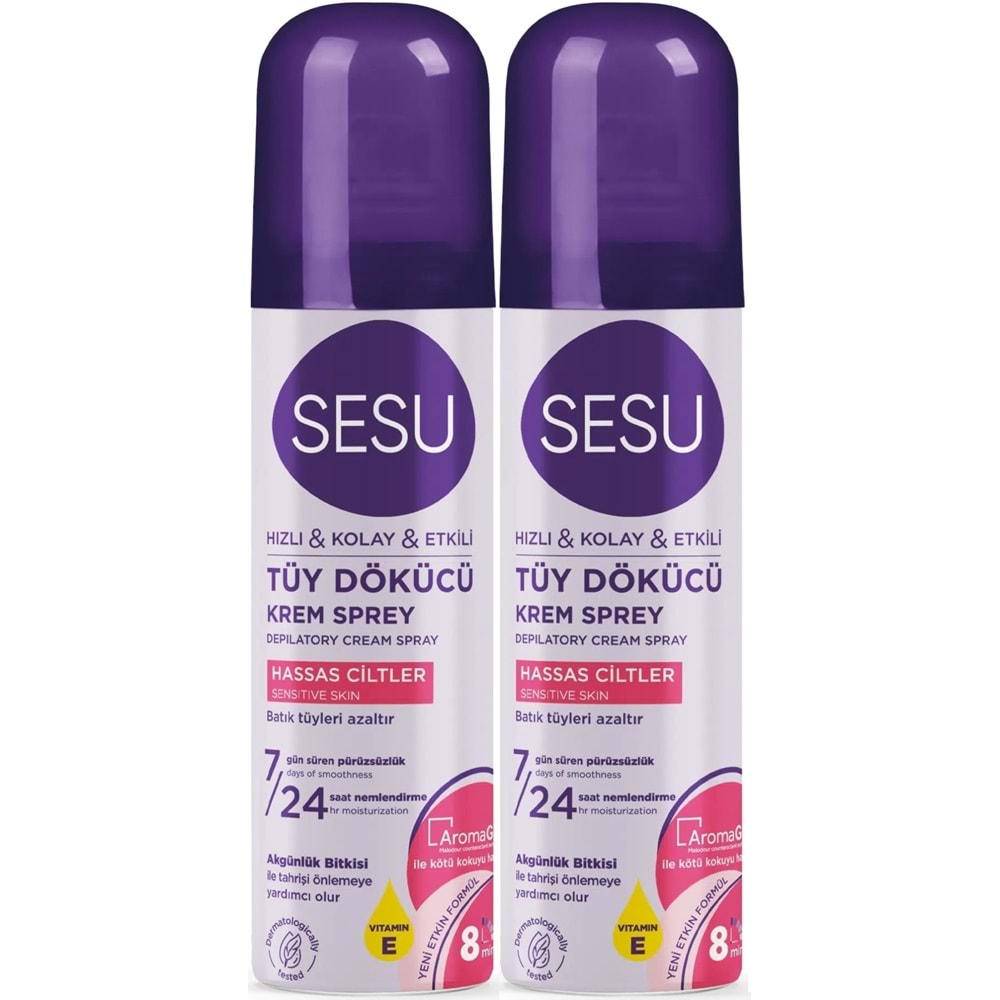 Sesu Tüy Dökücü Köpük Krem Sprey 150ML Hassas Ciltler (2 Li Set)