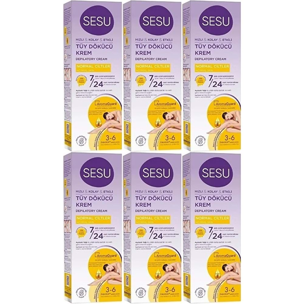 Sesu Tüy Dökücü Krem 100ML Normal Ciltler (6 Lı Set)