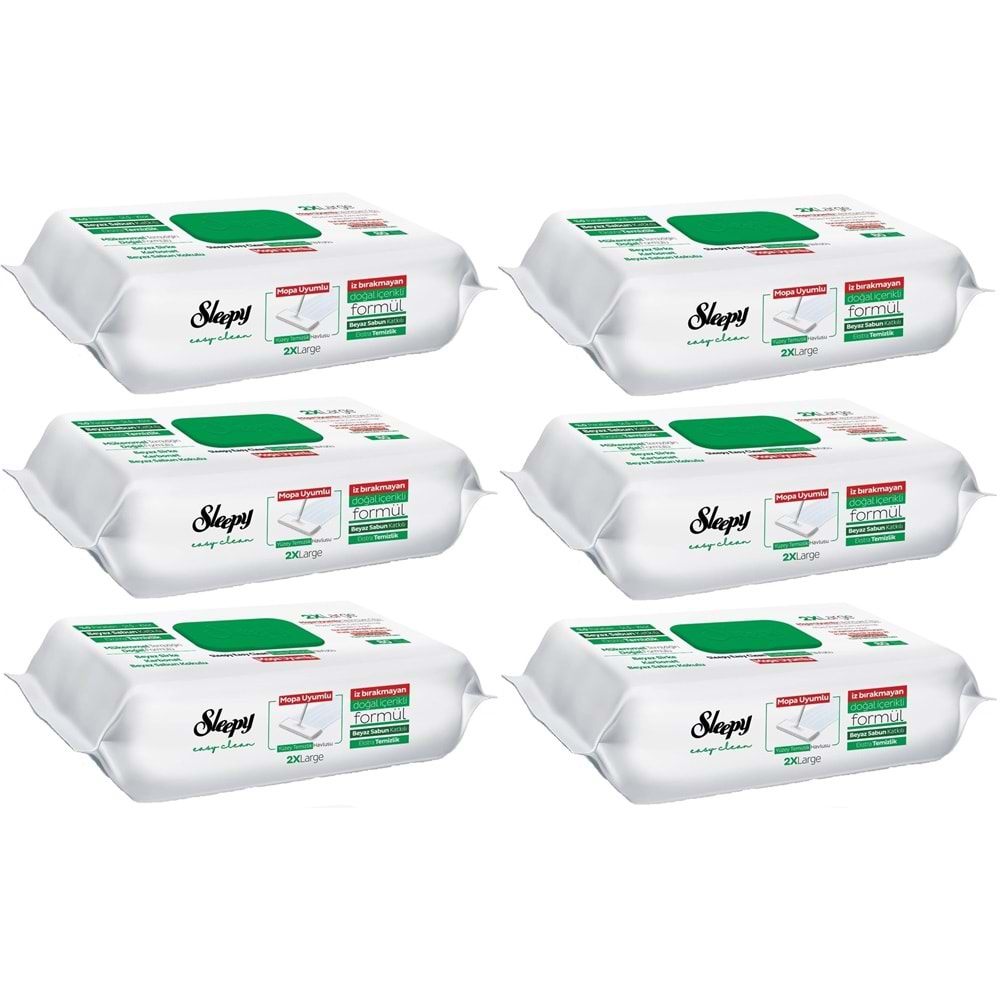 Sleepy Easy Clean Yüzey Temizlik Havlusu 80 Yaprak Beyaz Sabun/Mopa Uyumlu (6 Lı Set) 480 Yaprak