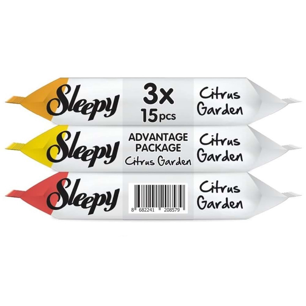 Sleepy Islak Havlu Cep Mendil 15 Yaprak (9 Lu Set) Narenciye Bahçesi/Citrus (3PK*3) 135 Yaprak