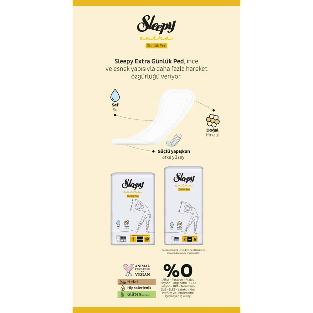 Sleepy Extra Günlük Ped Uzun 64 Adet Standart Pk (2PK*32)