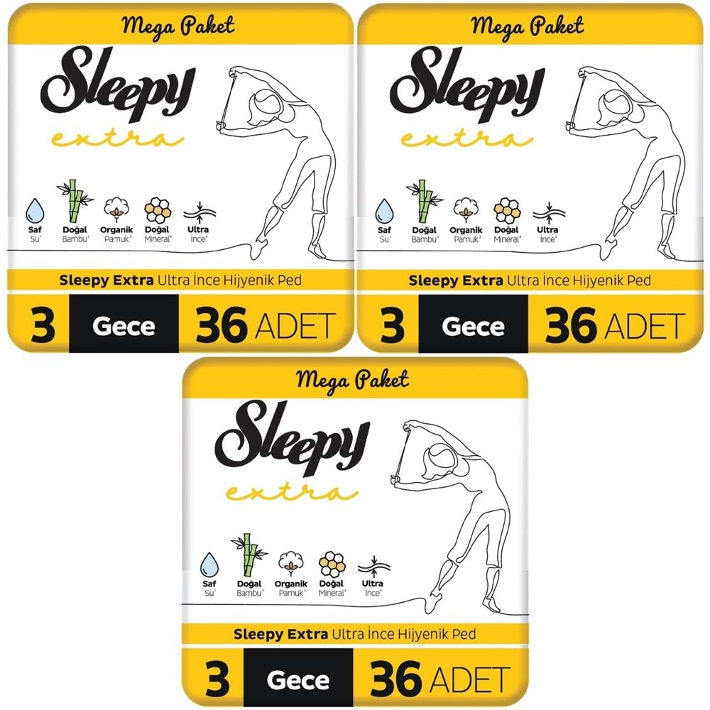 Sleepy Extra Hijyenik Ped Gece 108 Adet Mega Pk (3PK*36)