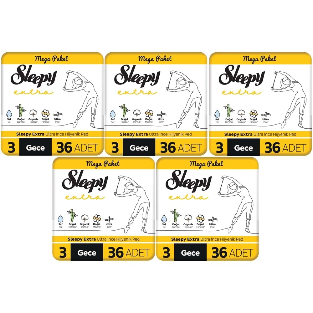 Sleepy Extra Hijyenik Ped Gece 180 Adet Mega Pk (5PK*36)