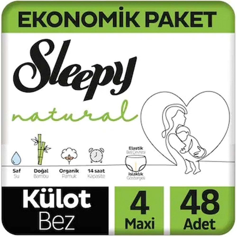 Sleepy Külot Bebek Bezi Natural Beden:4 (7-14KG) Maxi 240 Adet Mega Fırsat Pk