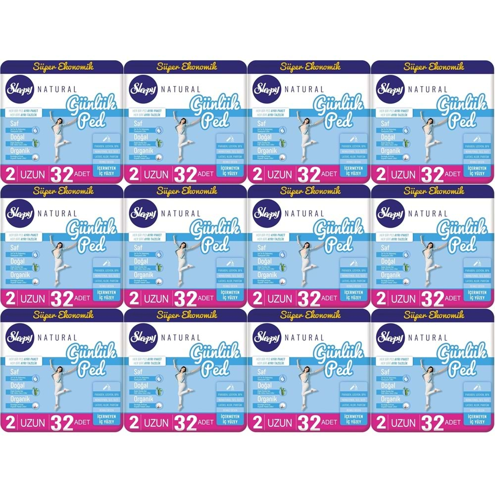 Sleepy Natural Günlük Ped Uzun 384 Adet Süper Ekonomik Pk (12PK*32)