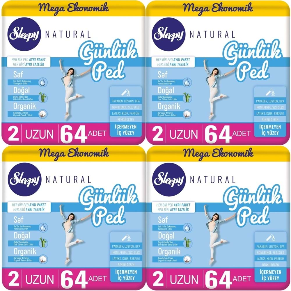 Sleepy Natural Günlük Ped Uzun 256 Adet Mega Pk (4PK*64)