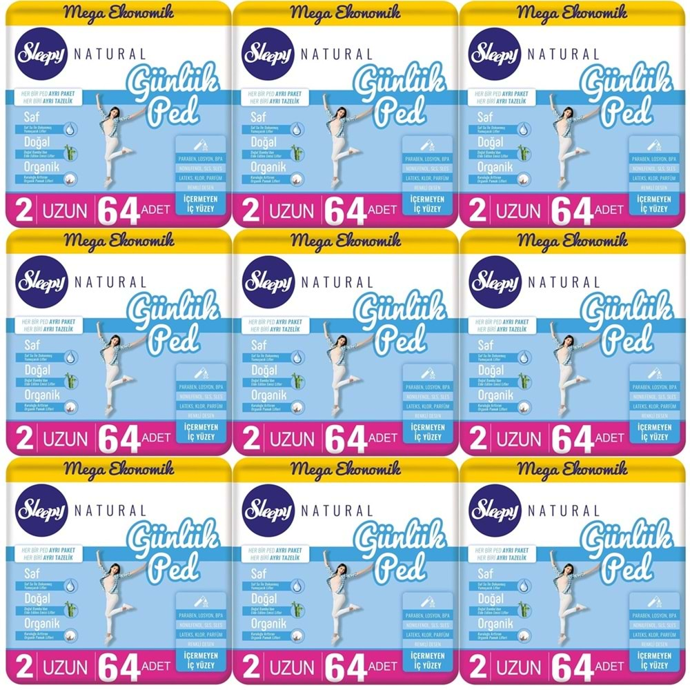 Sleepy Natural Günlük Ped Uzun 576 Adet Mega Pk (9PK*64)