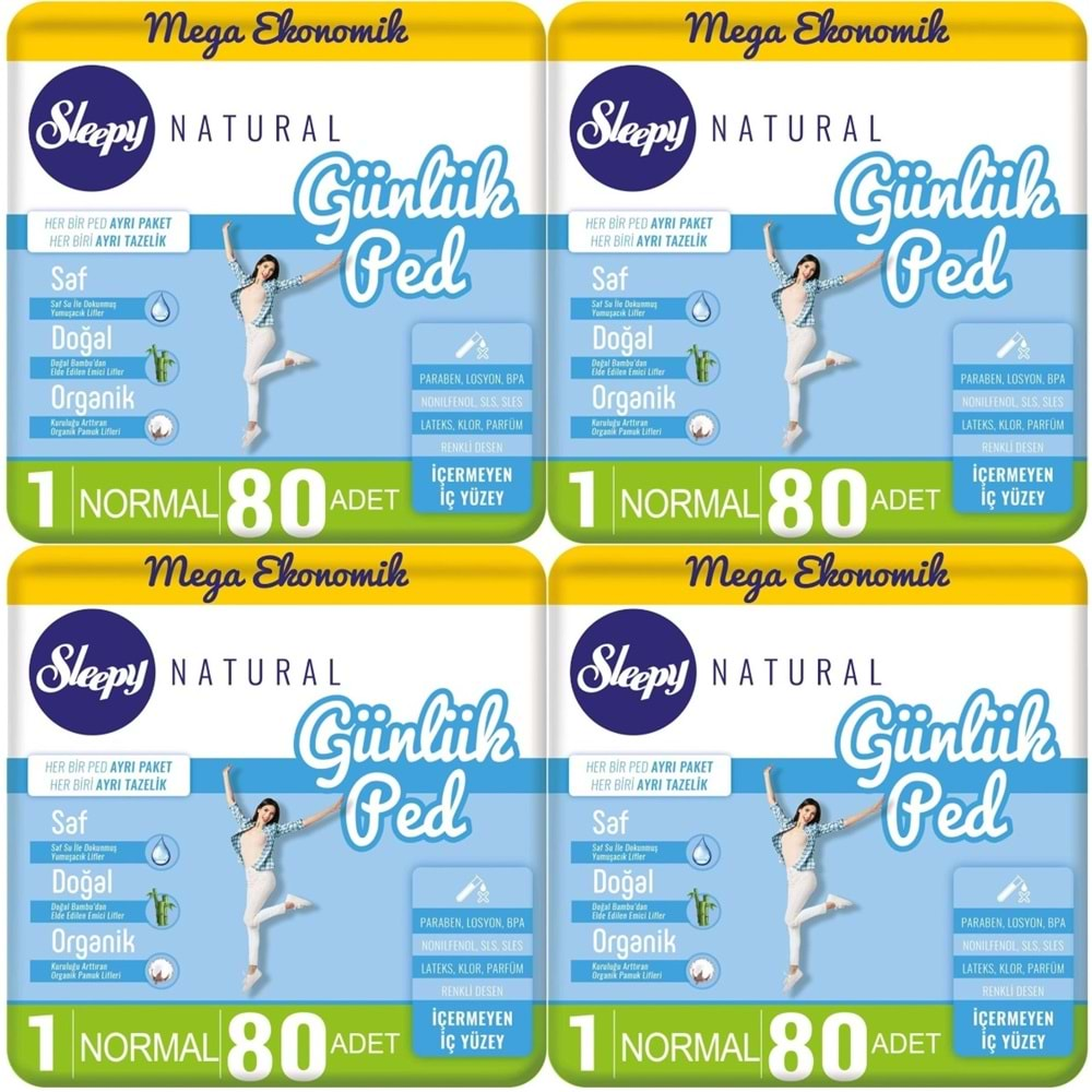 Sleepy Natural Günlük Ped Normal 320 Adet Mega Pk (4PK*80)