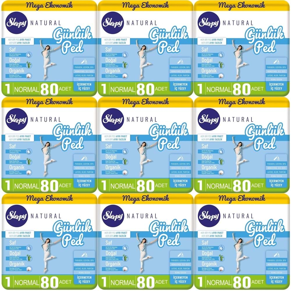 Sleepy Natural Günlük Ped Normal 720 Adet Mega Pk (9PK*80)