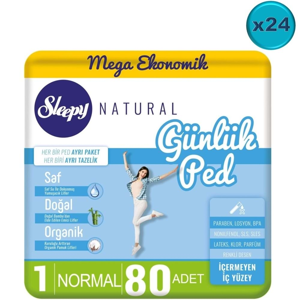 Sleepy Natural Günlük Ped Normal 1920 Adet Mega Pk (24PK*80)