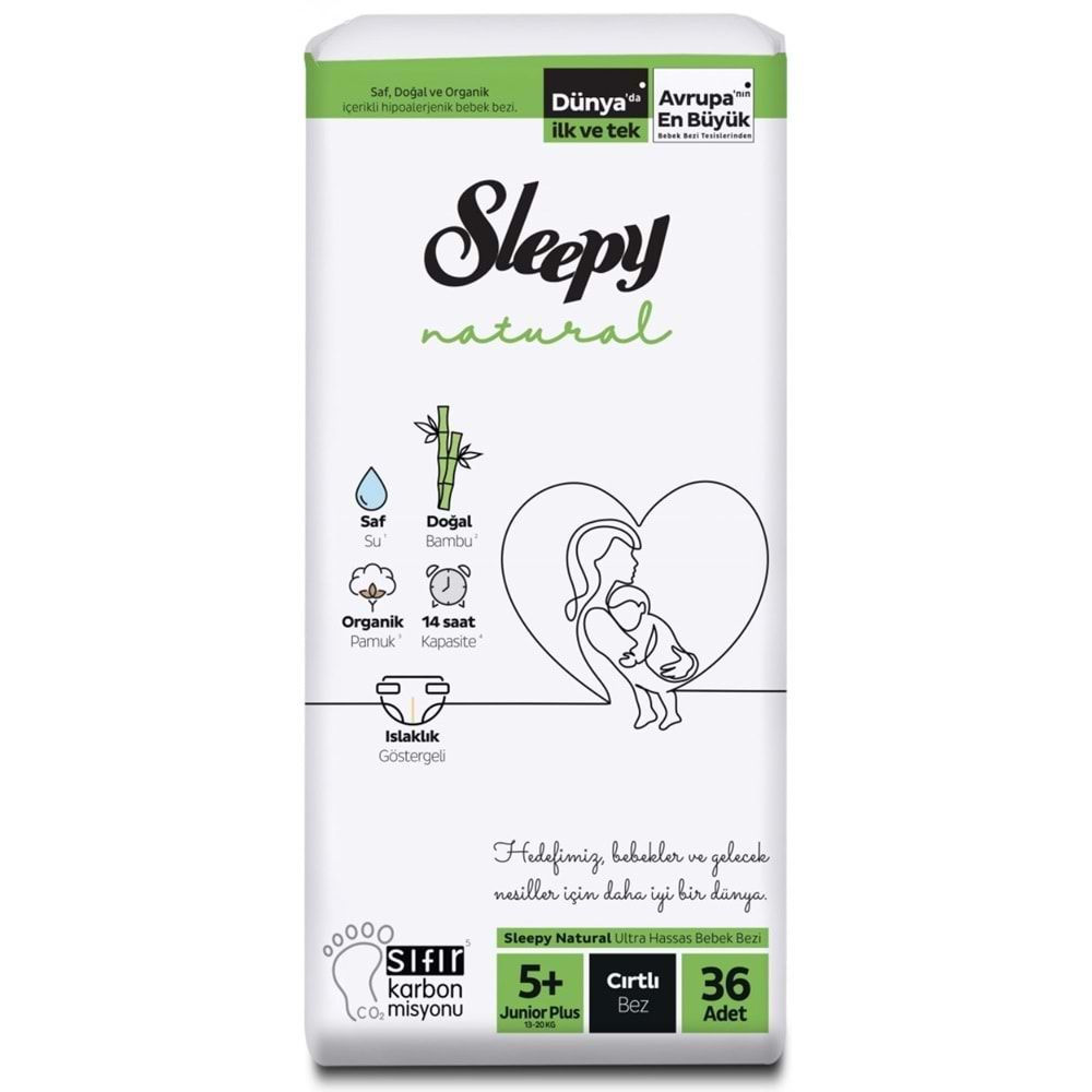 Sleepy Bebek Bezi Natural Beden:5+ (13-20Kg) Junior Plus 144 Adet Avantaj Fırsat Pk (4PK*36)