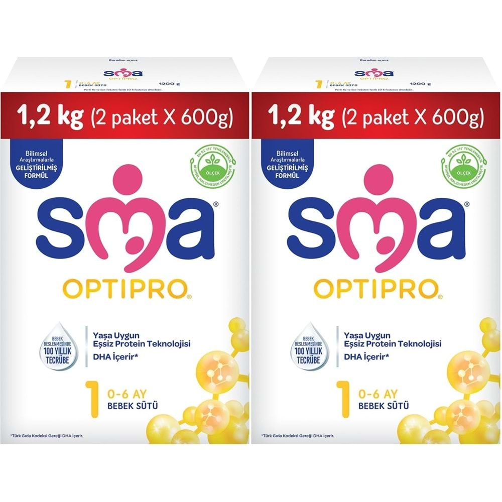 Sma Optipro 1200GR No:1 Bebek Sütü (0-6 Ay) Kutu (2 Li Set)