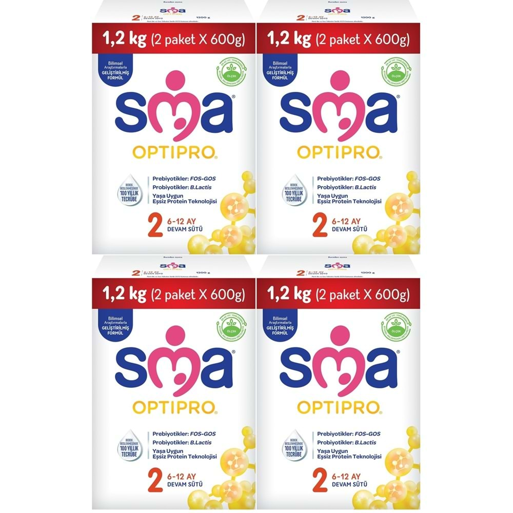 Sma Optipro 1200GR No:2 Devam Sütü (6-12 Ay) Kutu (4 Lü Set)