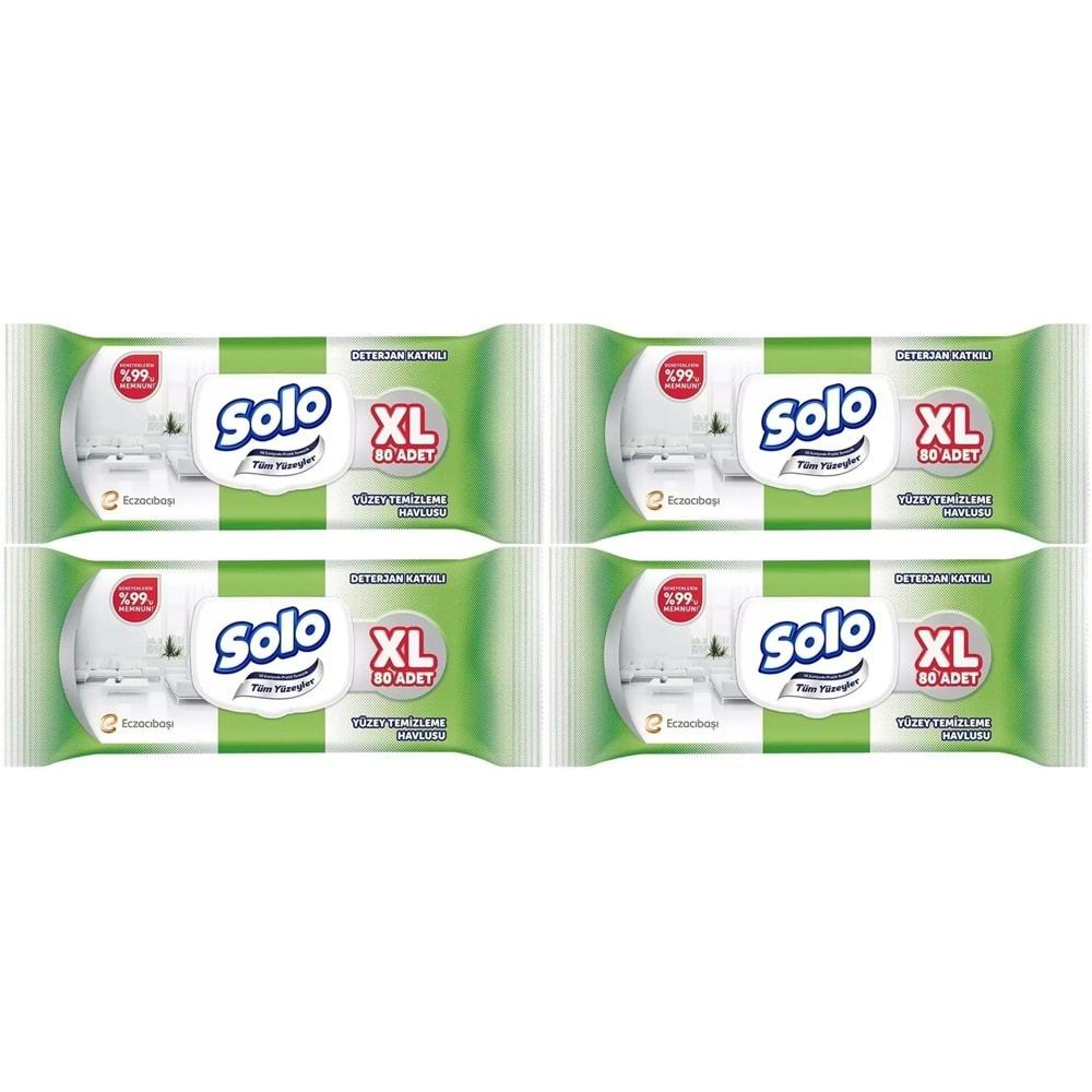 Solo Yüzey Temizlik Havlusu 80 Yaprak XL Deterjan Katkılı Plastik Kapaklı (4 Lü Set) 320 Yaprak