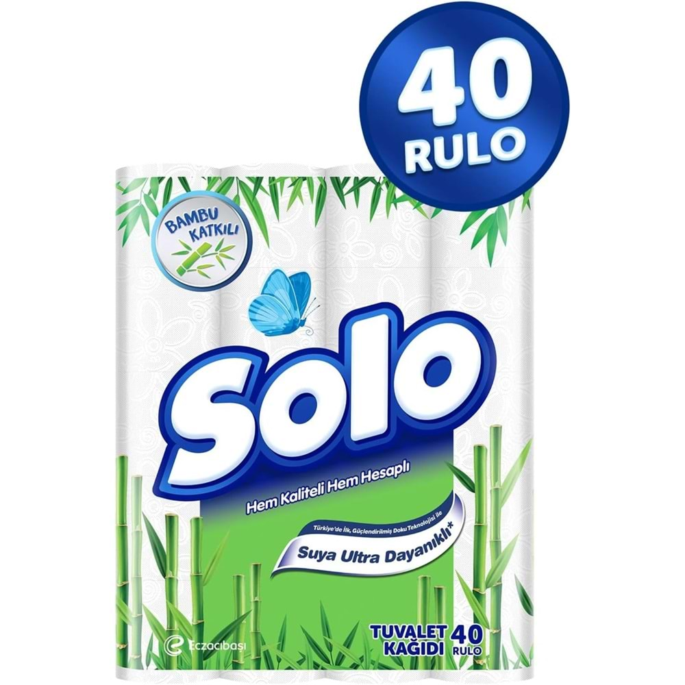 Solo Tuvalet Kağıdı Çift Katlı 40 Li Pk Bambulu Katkılı (4 Lü Set)