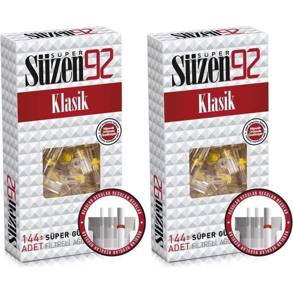 Süzen92 Klasik Sigara Ağızlık Filtresi 288 Adet Fırsat Pk Kutu (2PK*144)