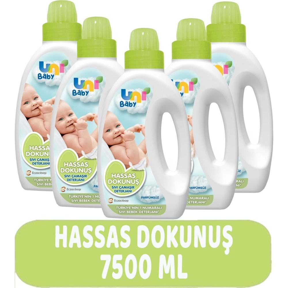 Uni Baby Çamaşır Deterjanı Sensitive 1500ML Hassas Dokunuş (Yeşil) (5 Li Set)