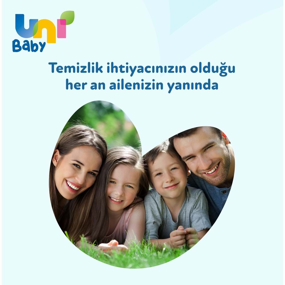 Uni Baby Islak Havlu Mendil 90 Yaprak Aile (5 Li Set) 450 Yaprak Plastik Kapaklı