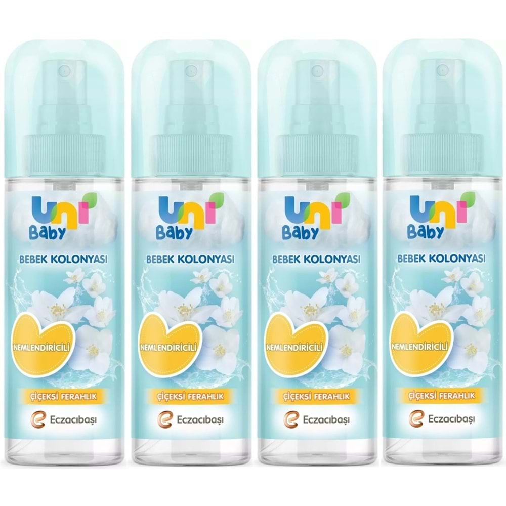 Uni Baby Bebek Kolonyası 150ML Nemlendiricili/Çiçeksi Ferahlık (4 Lü Set)