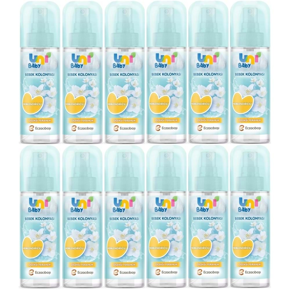 Uni Baby Bebek Kolonyası 150ML Nemlendiricili/Çiçeksi Ferahlık (12 Li Set)