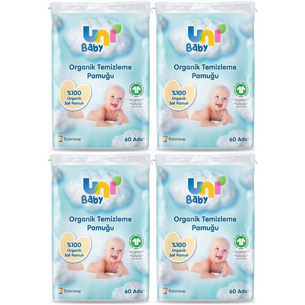 Uni Baby Bebek Temizleme Pamuğu 60 Adet Tekli Pk (4 Lü Set)