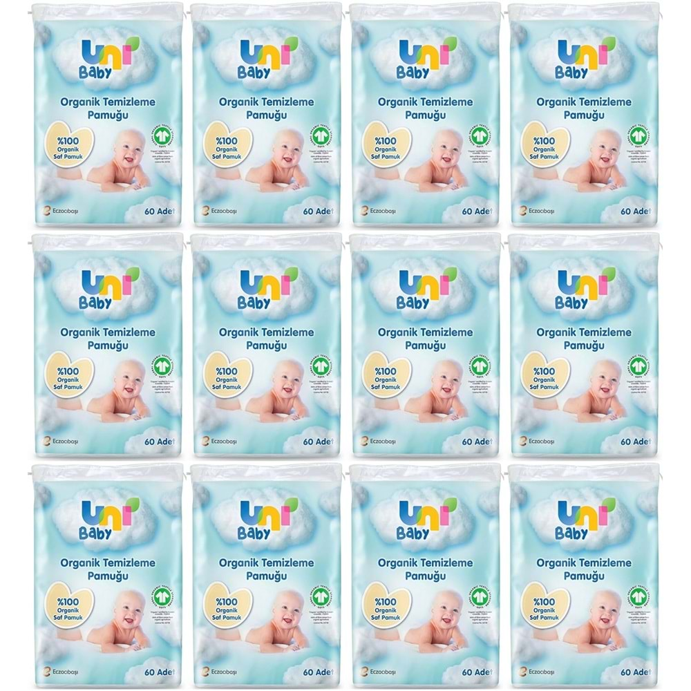 Uni Baby Bebek Temizleme Pamuğu 60 Adet Tekli Pk (12 Li Set)