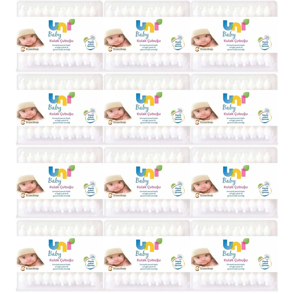 Uni Baby Kulak Temizleme Çubuğu 60 Adet Emniyetli (Bebekler İçin) (12 Li Set)