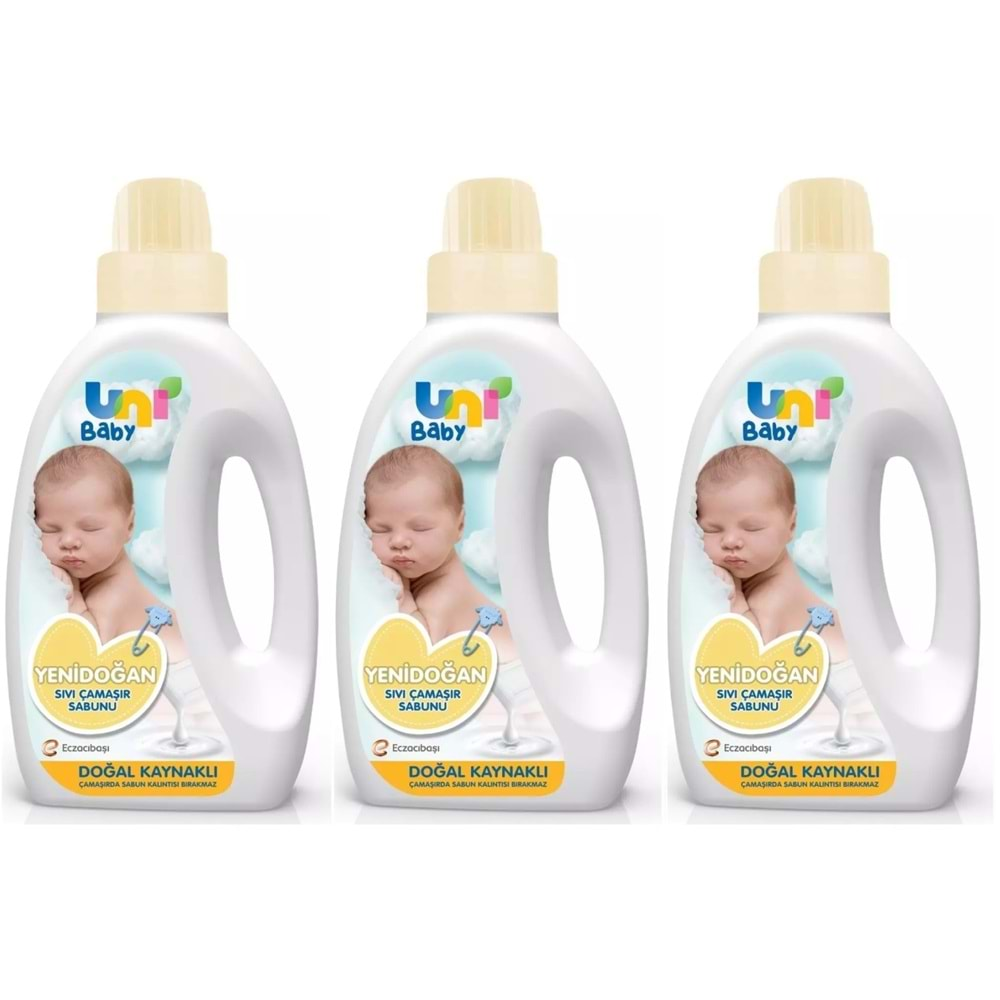 Uni Baby Yeni Doğan Çamaşır Deterjanı/Sabunu 1500ML (Sarı) (3 Lü Set)