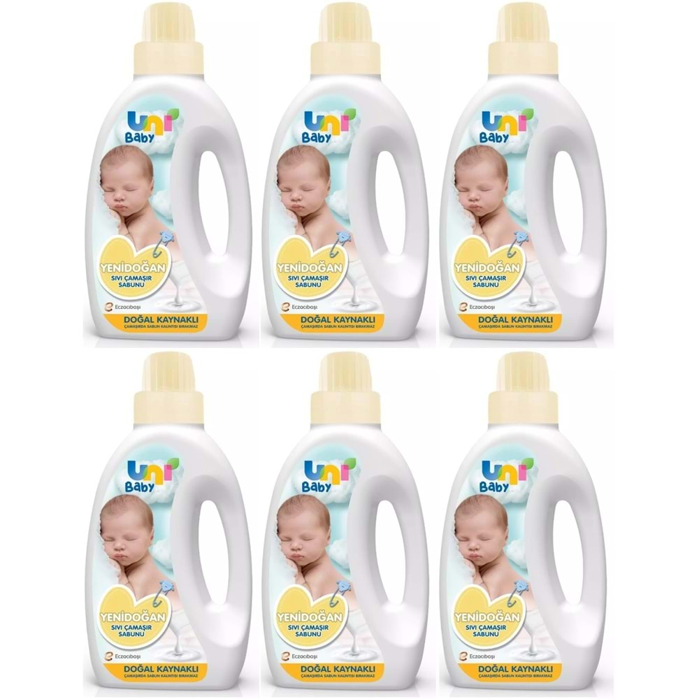 Uni Baby Yeni Doğan Çamaşır Deterjanı/Sabunu 1500ML (Sarı) (6 Lı Set)