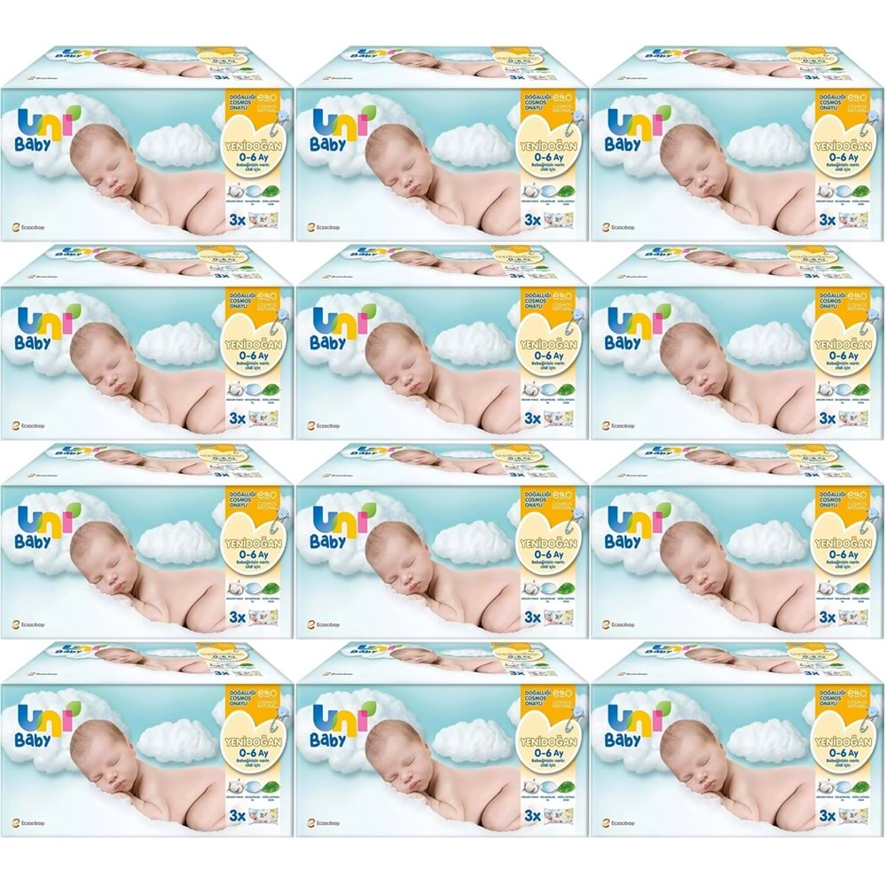 Uni Baby Islak Havlu Hassas Yeni Doğan 40 Yaprak (36 Lı Set) 1440 Yaprak (Narin Ciltler için) (12PK*3)