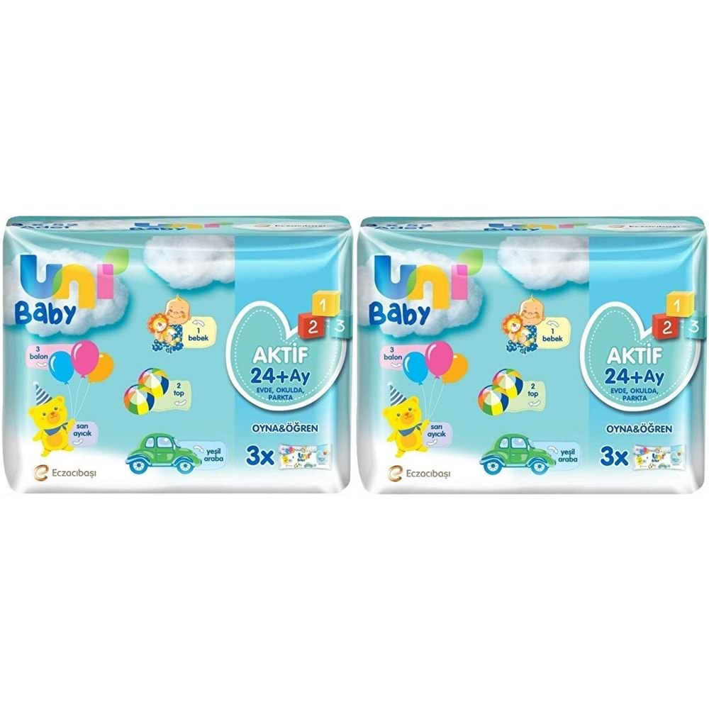 Uni Baby Islak Havlu Aktif / Oyna & Öğren 52 Yaprak (6 Lı Set) 312 Yaprak (2PK*3)