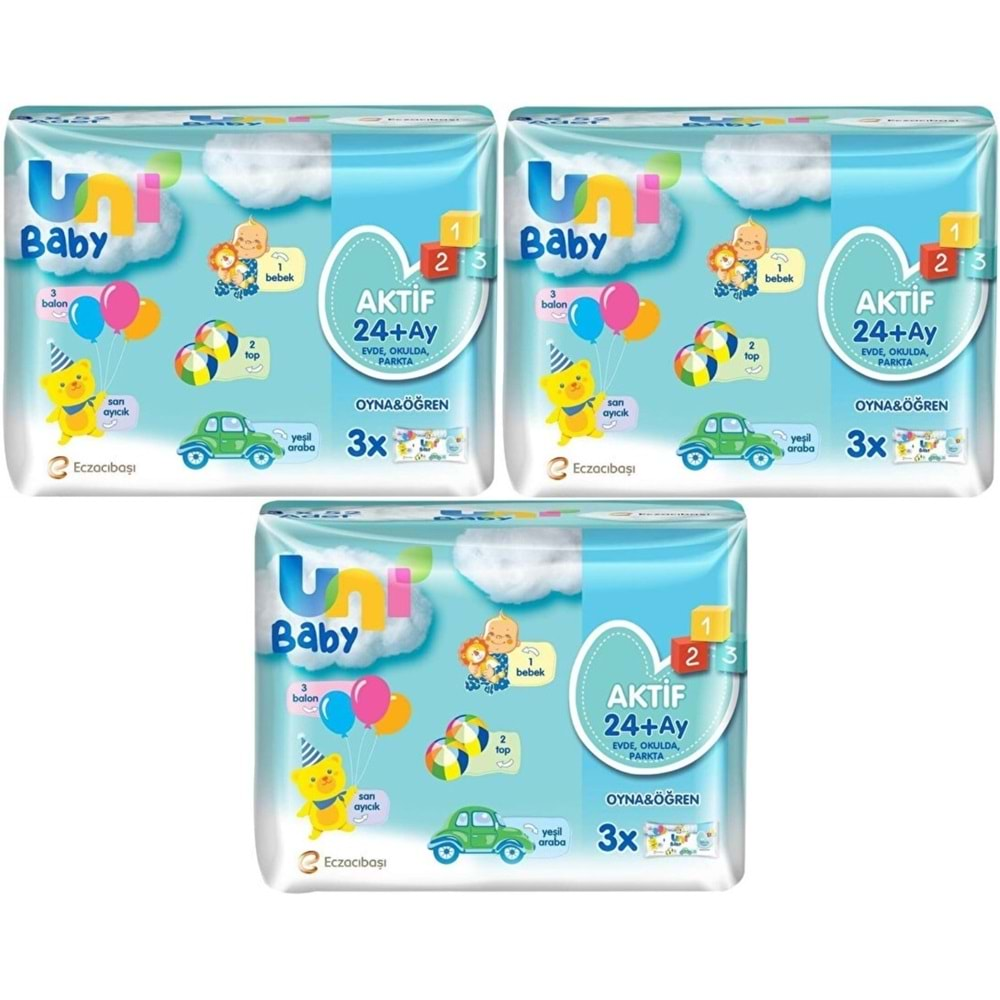 Uni Baby Islak Havlu Aktif / Oyna & Öğren 52 Yaprak (9 Lu Set) 468 Yaprak (3PK*3)