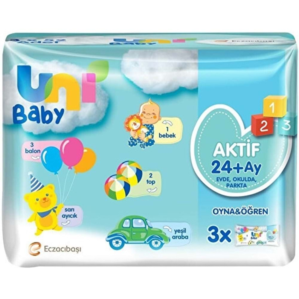 Uni Baby Islak Havlu Aktif / Oyna & Öğren 52 Yaprak (15 Li Set) 780 Yaprak (5PK*3)