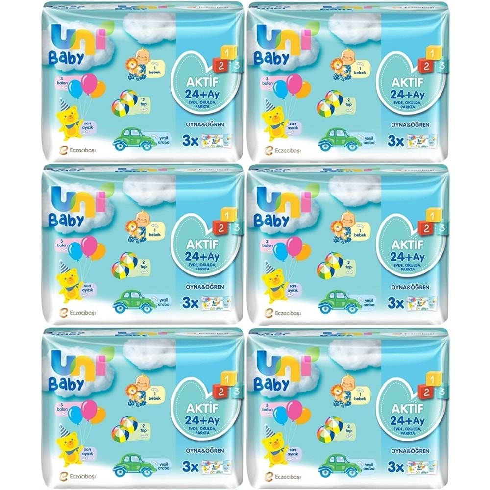 Uni Baby Islak Havlu Aktif / Oyna & Öğren 52 Yaprak (18 Li Set) 936 Yaprak (6PK*3)