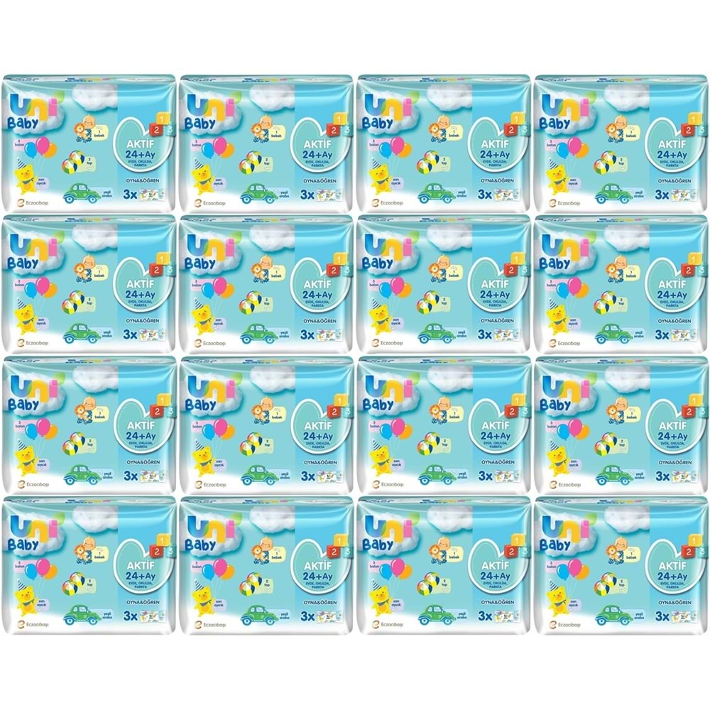 Uni Baby Islak Havlu Aktif / Oyna & Öğren 52 Yaprak (48 Li Set) 2496 Yaprak (16PK*3)