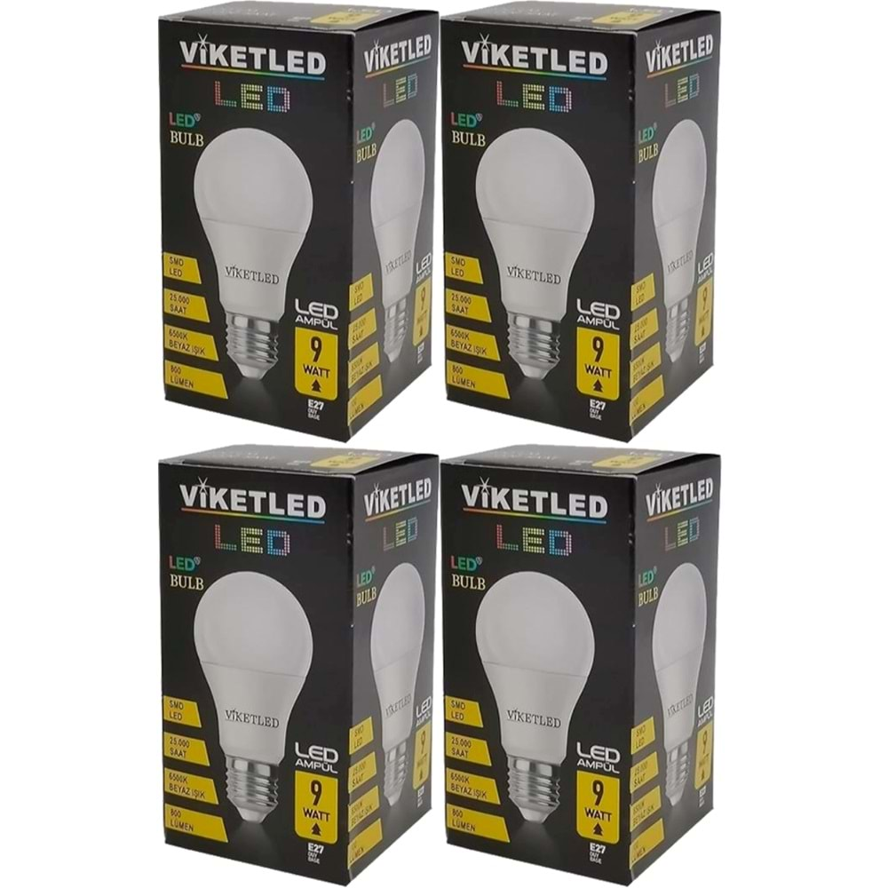 Viketled Led Ampül Beyaz-White 9W (4 Lü Set)